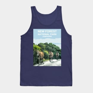 New Forest, Hampshire ponies, horses gift. New Forest Travel poster Tank Top